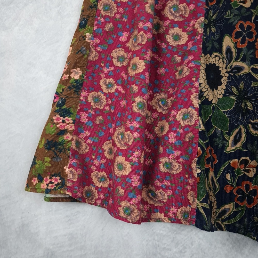 Natural Life Skirt Womens XS Multicolor Floral Corduroy Patchwork Maxi Peasant - Picture 6 of 16